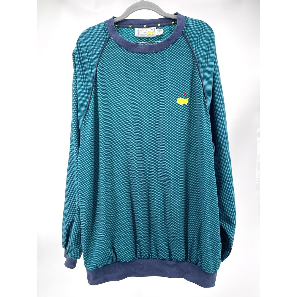 Vintage Slazenger Masters Pullover Mens L Green Check Augusta National Golf